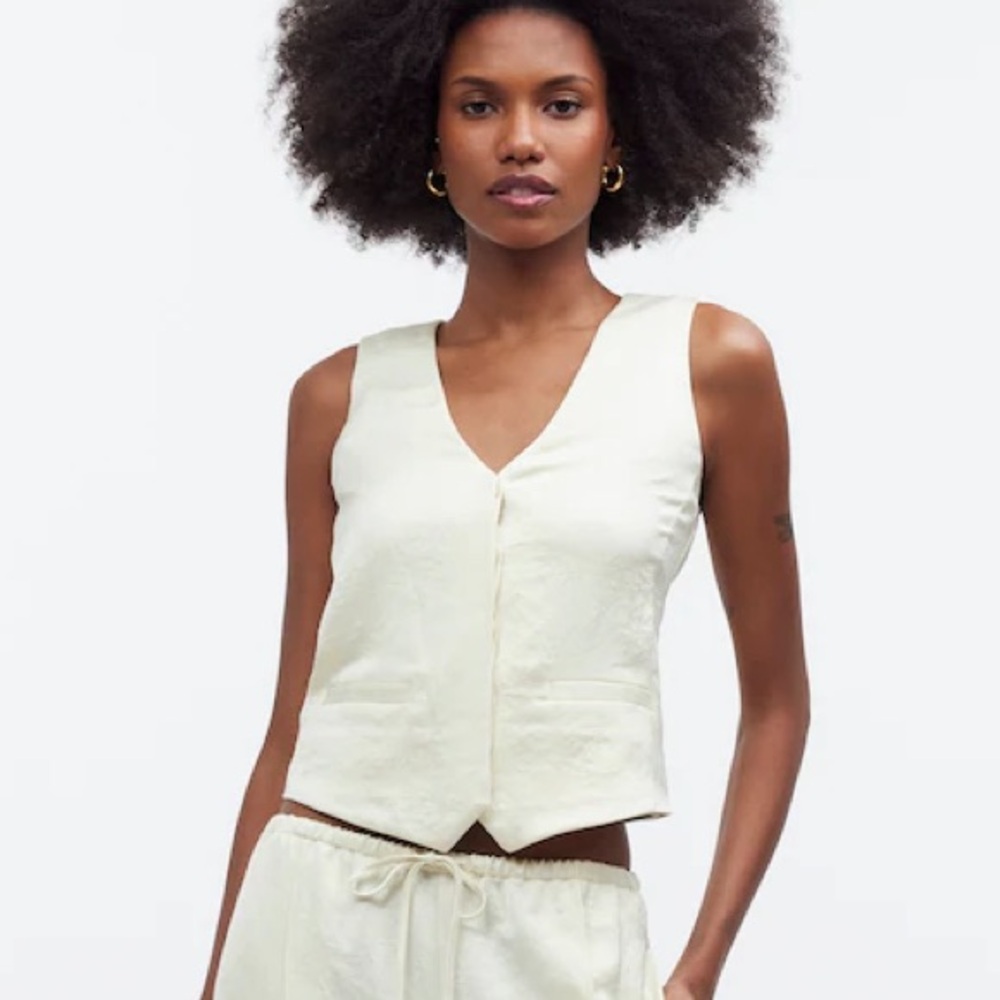 Madewell Button-Front Vest Top - Batter - Size : 12